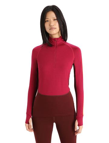 Base Layers Icebreaker 260 ZoneKnit™ Merino Long Sleeve Half Zip Femme Rose | FR 1881YXFU